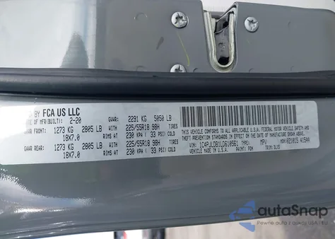 2020 Jeep Cherokee Limited Fwd from USA, damaged, VIN 1C4PJLDB1LD610561